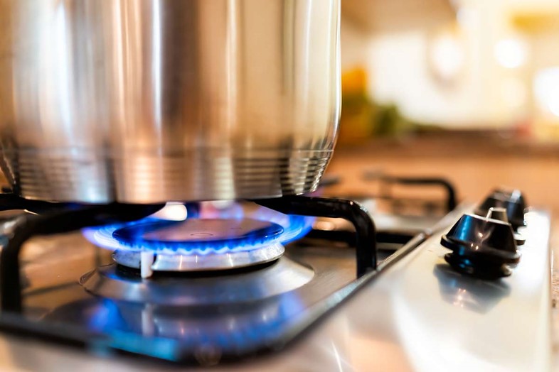 Pot on a kitchen burner