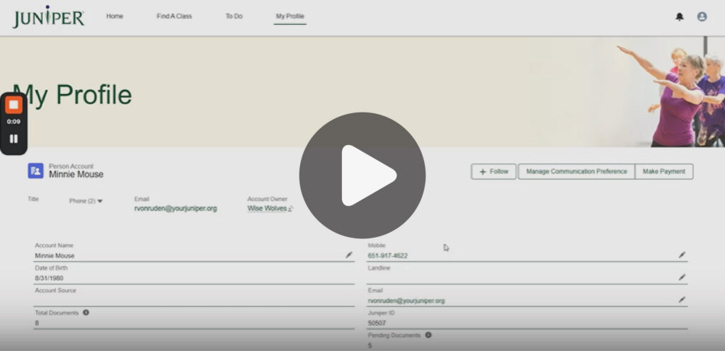 Screenshot of the video walkthrough of signing up for text messages.